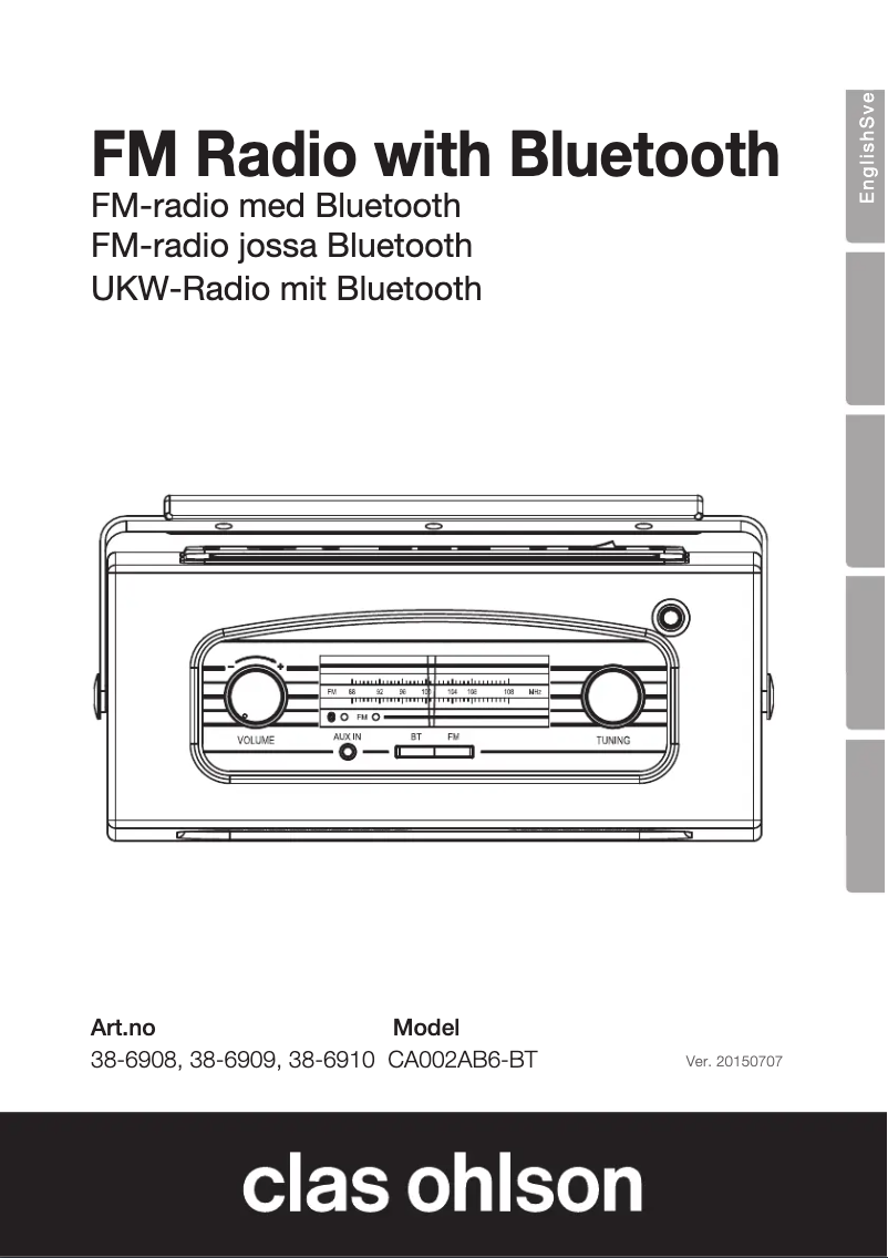 Página 1 del manual Manual de usuario Clas Ohlson CA002AB6-BT