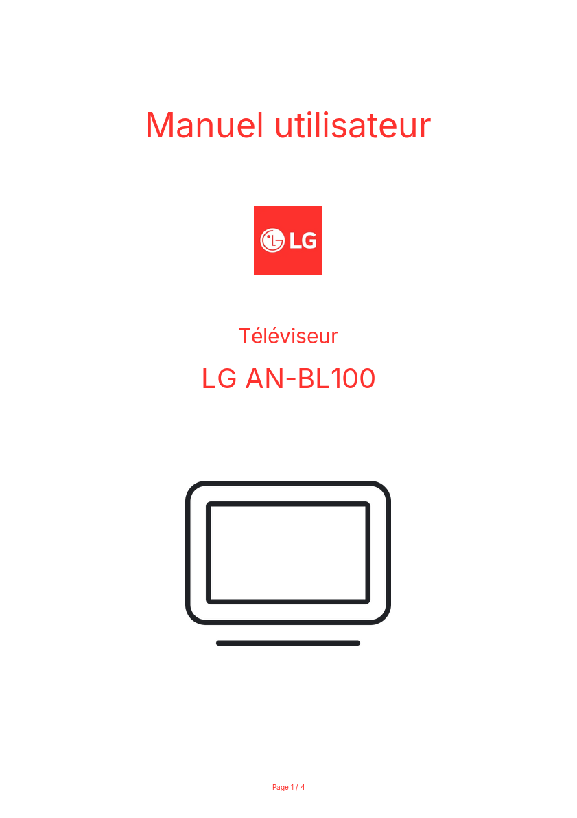 Page n°1 - Manuel utilisateur LG AN-BL100