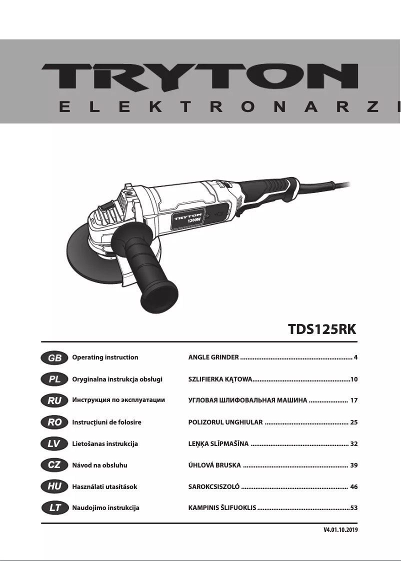 Page n°1 - Manuel utilisateur Tryton TDS125RK