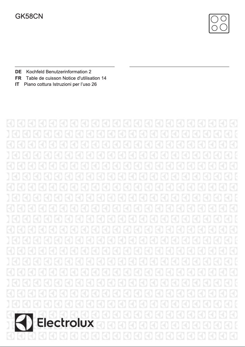 Page 1 de la notice Manuel utilisateur Electrolux GK58CN