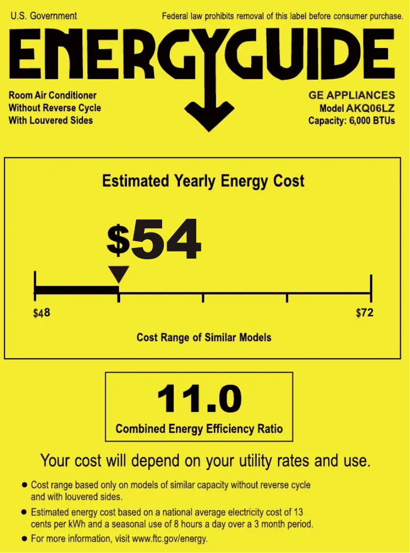 Page 1 de la notice Label énergétique GE AKQ06LZ