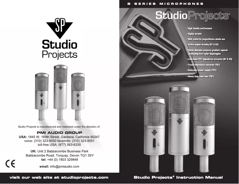 Página 1 del manual Manual de usuario Studio Projects B1