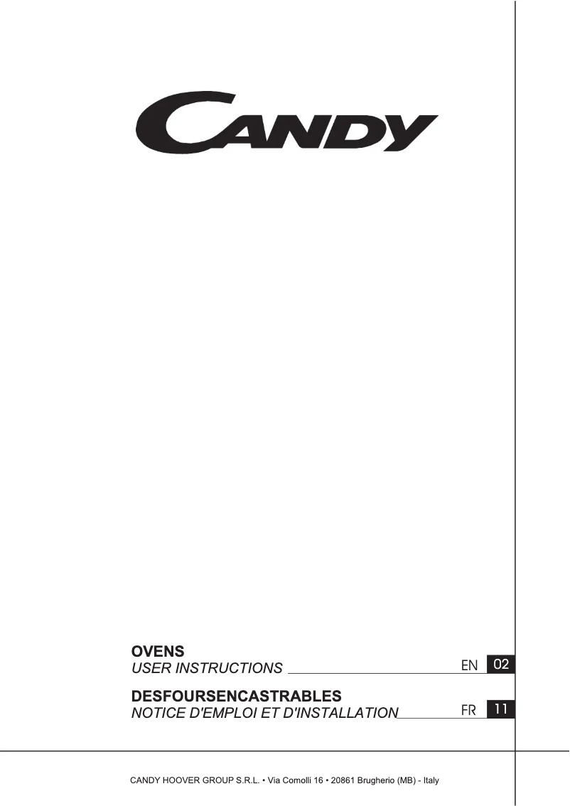 Page n°1 - Manuel utilisateur Candy FCXP645XC