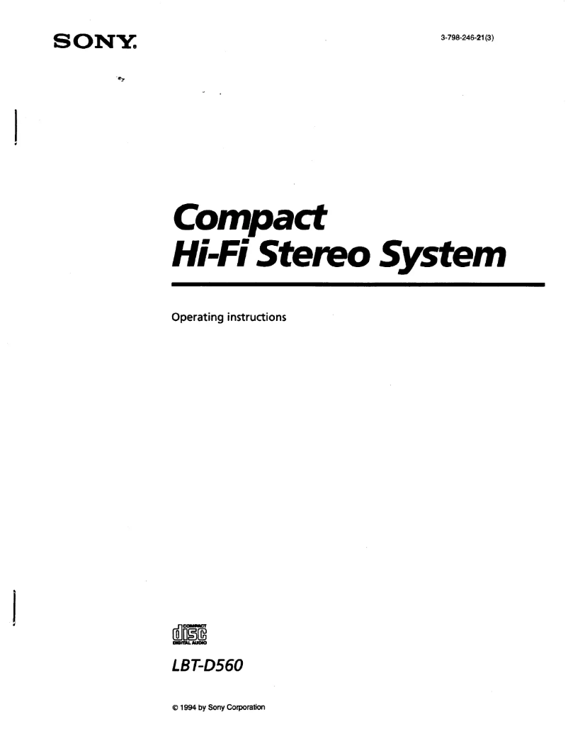 Page n°1 - Manuel utilisateur Sony LBT-D560