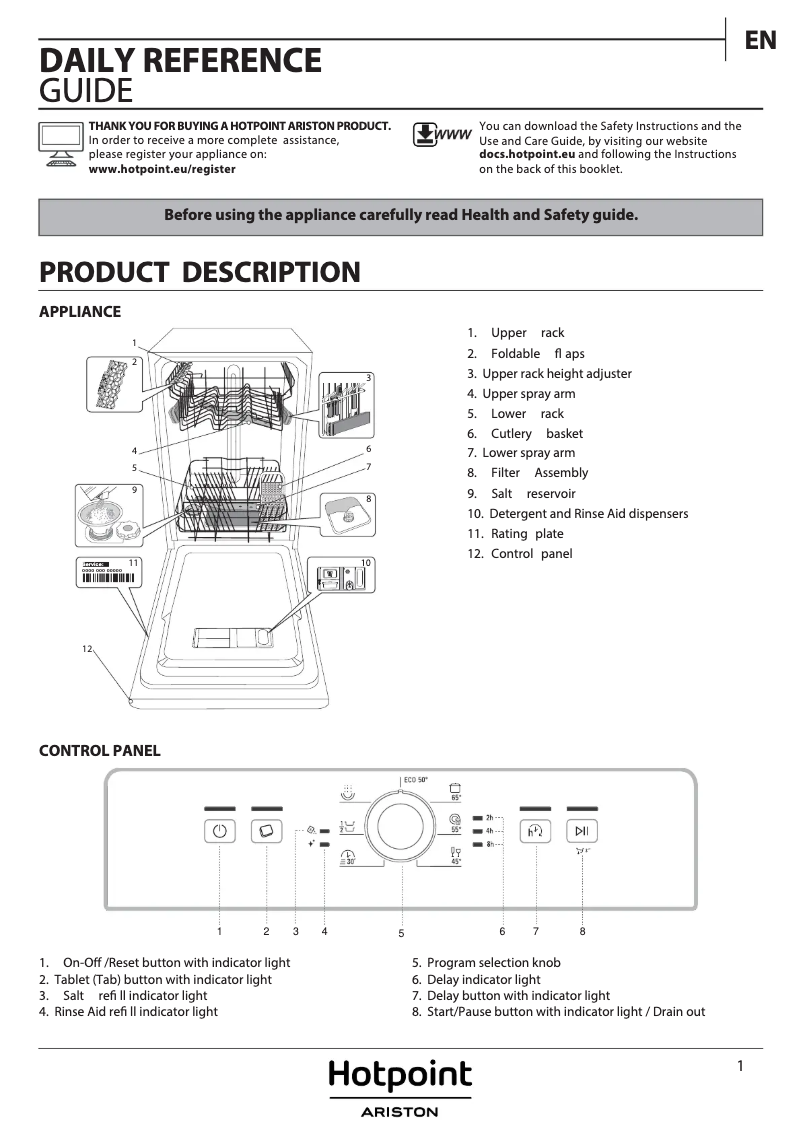 Page n°1 - Manuel utilisateur Hotpoint Ariston HSCFE 1B0 C RU