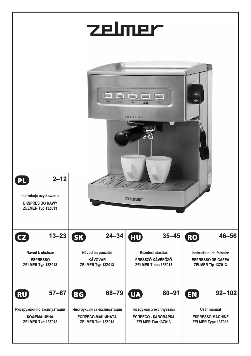 Image de la première page du manuel de l'appareil Supremo