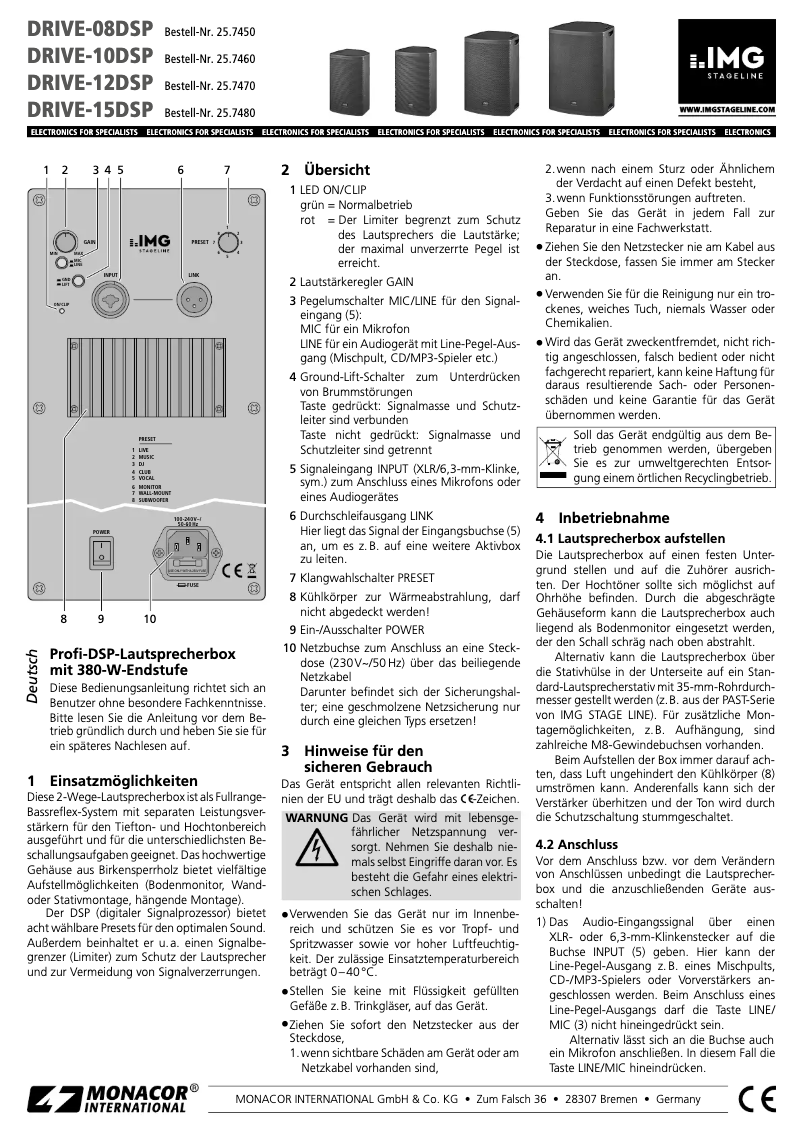Page n°1 - Manuel utilisateur IMG Stageline DRIVE-08DSP