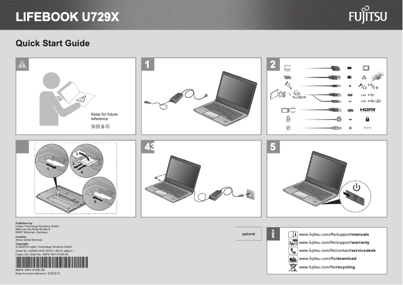 Image de la première page du manuel de l'appareil LifeBook U729X