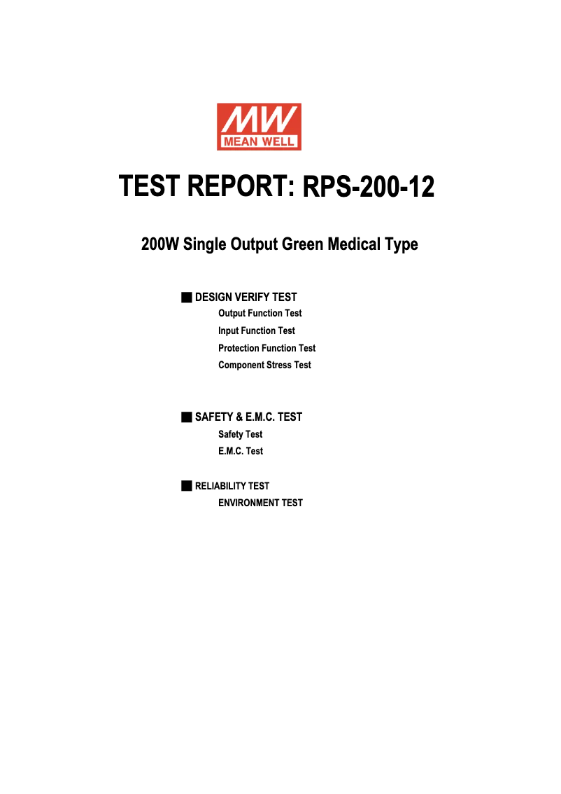 Page 1 de la notice Fiche technique Mean Well RPS-200-12
