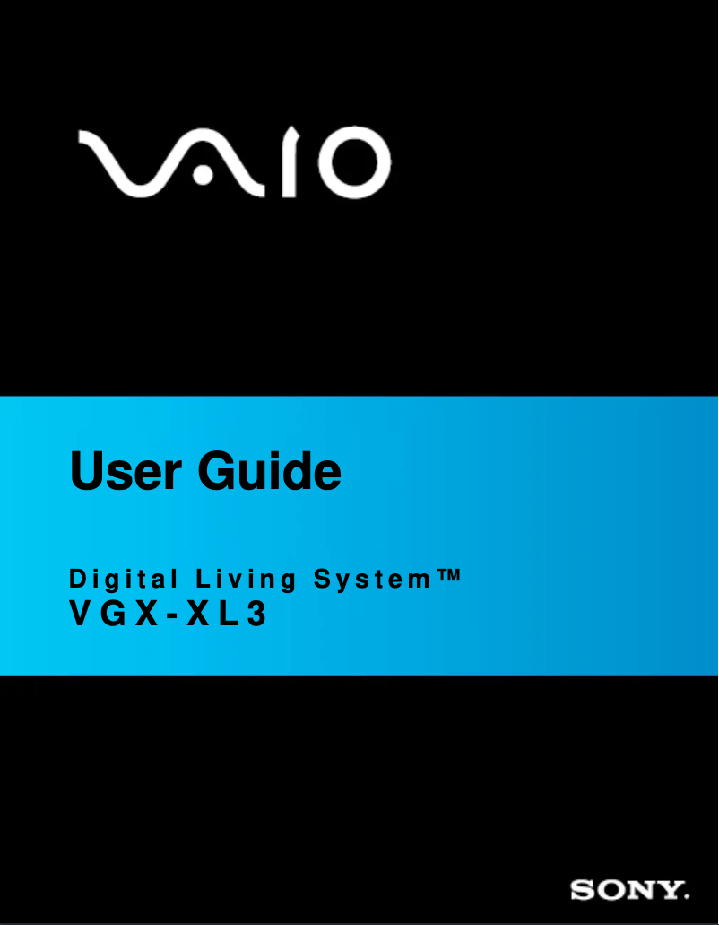Page n°1 - Manuel utilisateur Sony Vaio VGX-XL3