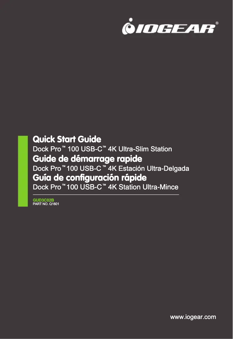 Page n°1 - Manuel utilisateur iogear Dock Pro 100