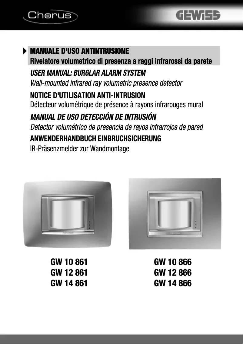 Page 1 de la notice Manuel utilisateur Gewiss GW10861