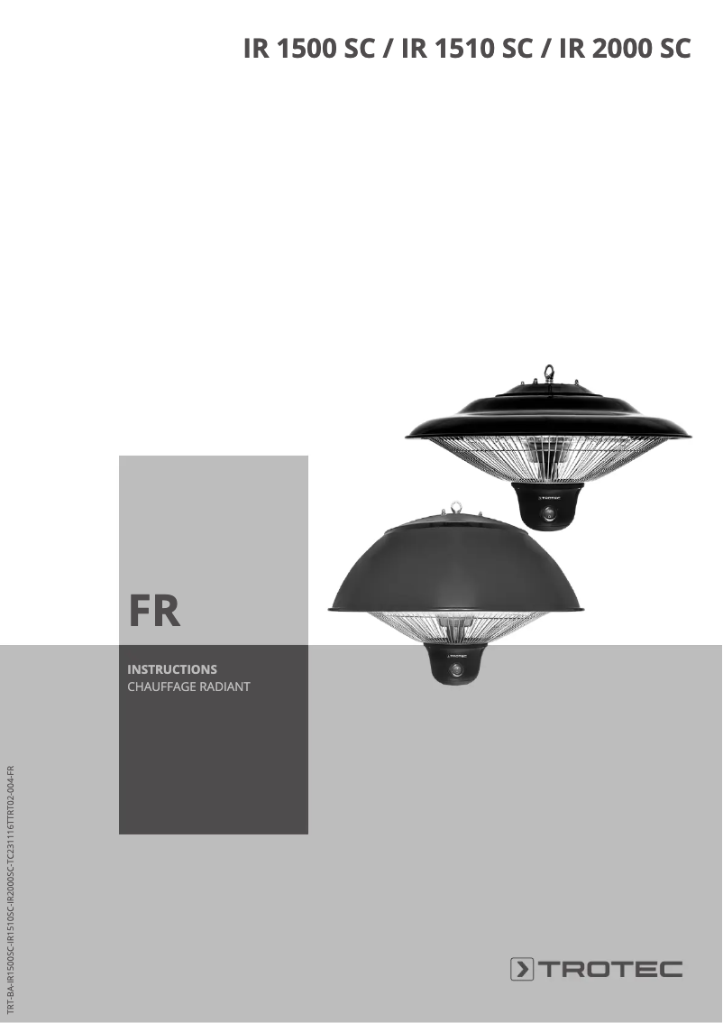 Page 1 de la notice Manuel utilisateur Trotec IR 1500 SC