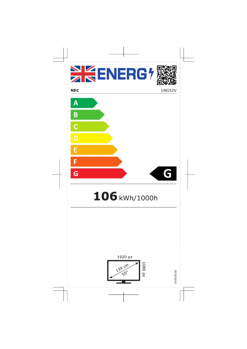 Page n°1 - Label énergétique NEC MultiSync UN552V