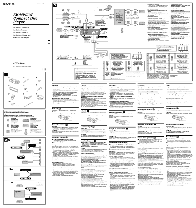 Page 1 de la notice Guide d'installation Sony CDX-CA900
