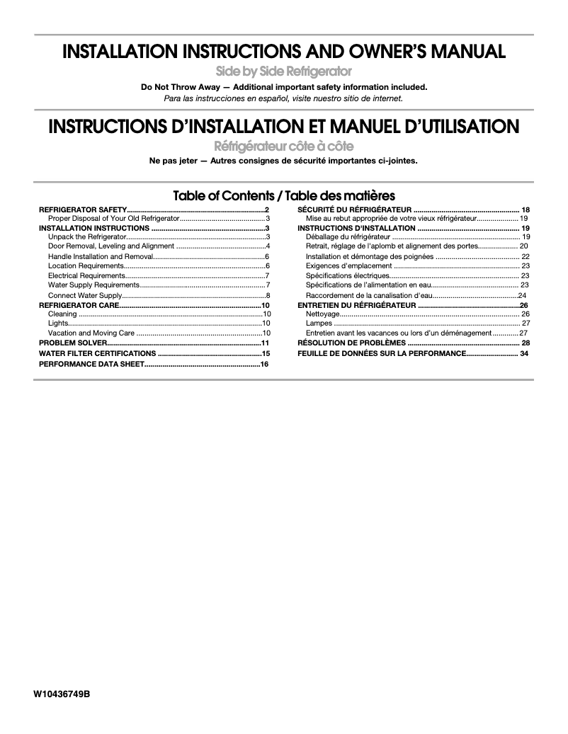 Page n°1 - Instructions / montage Maytag MSF22D4XAB