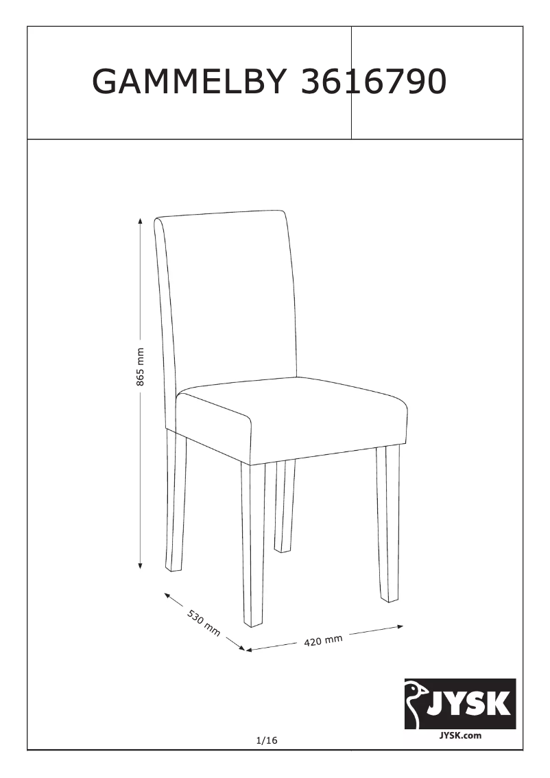 Page 1 de la notice Manuel utilisateur JYSK Gammelby