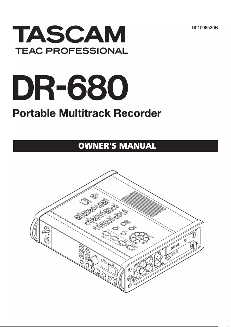 Page 1 de la notice Manuel utilisateur Tascam DR-680