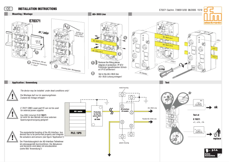 Page 1 de la notice Manuel utilisateur IFM E70371