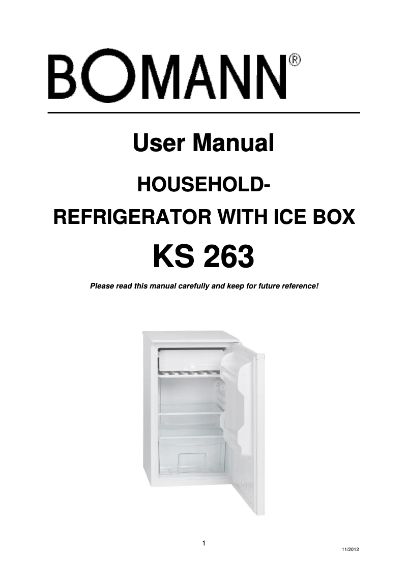 Page 1 de la notice Manuel utilisateur Bomann KS 263