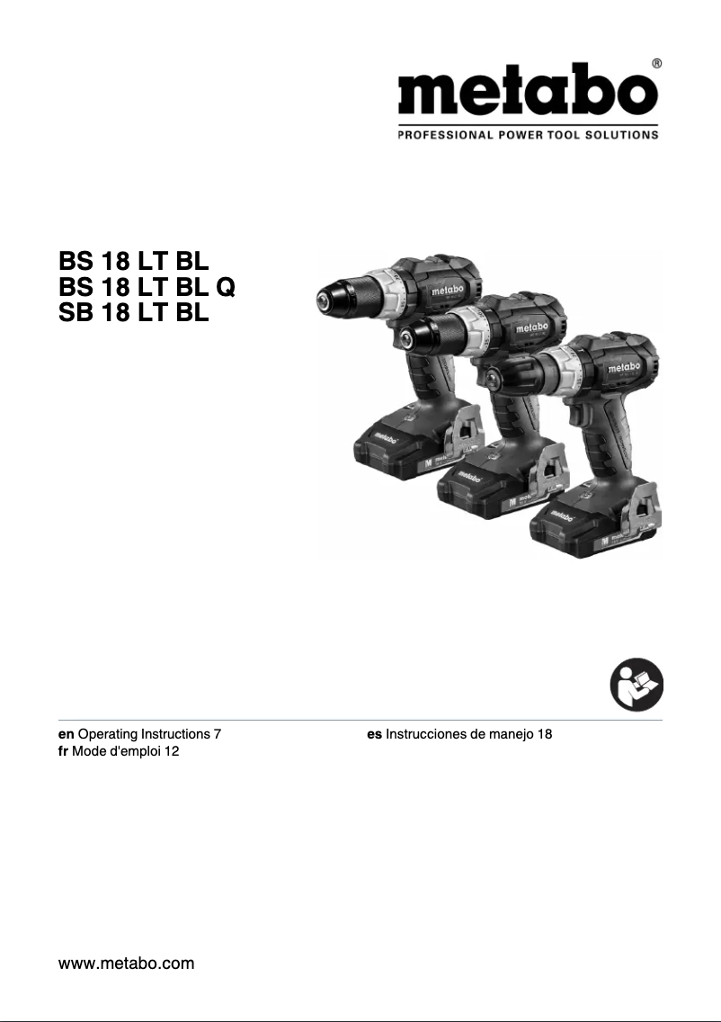Page 1 de la notice Manuel utilisateur Metabo SB 18 LT BL