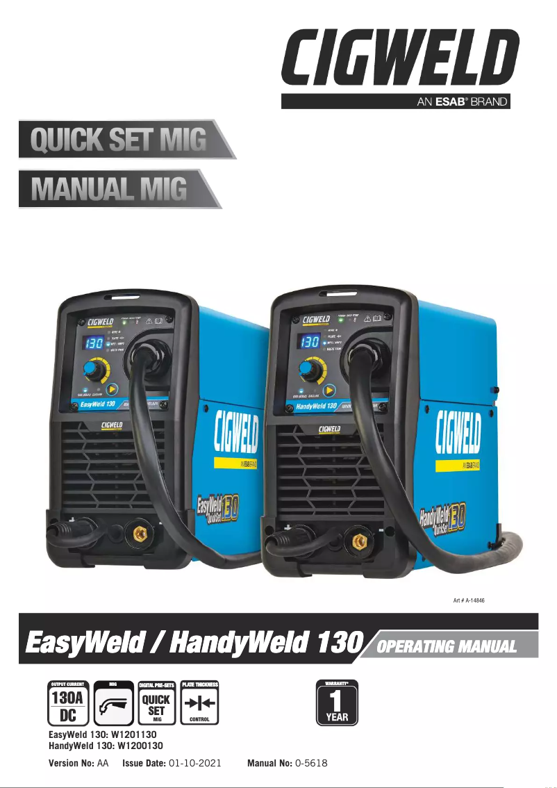 Page 1 de la notice Manuel utilisateur Cigweld HandyWeld 130