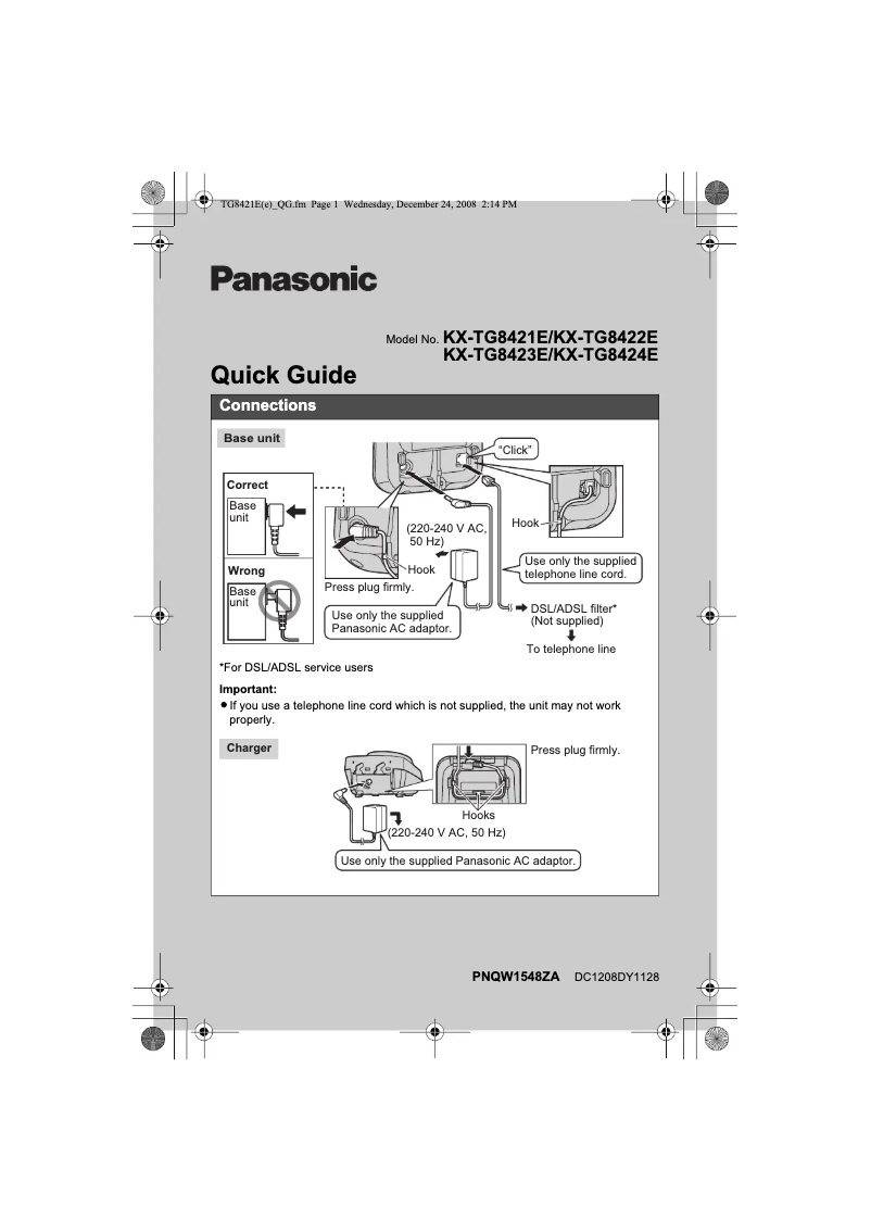 Página 1 del manual Manual de usuario Panasonic KX-TG8423E