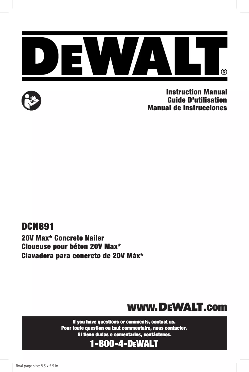 Image de la première page du manuel de l'appareil DCN891B