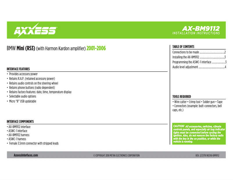 Image de la première page du manuel de l'appareil AX-BM9112