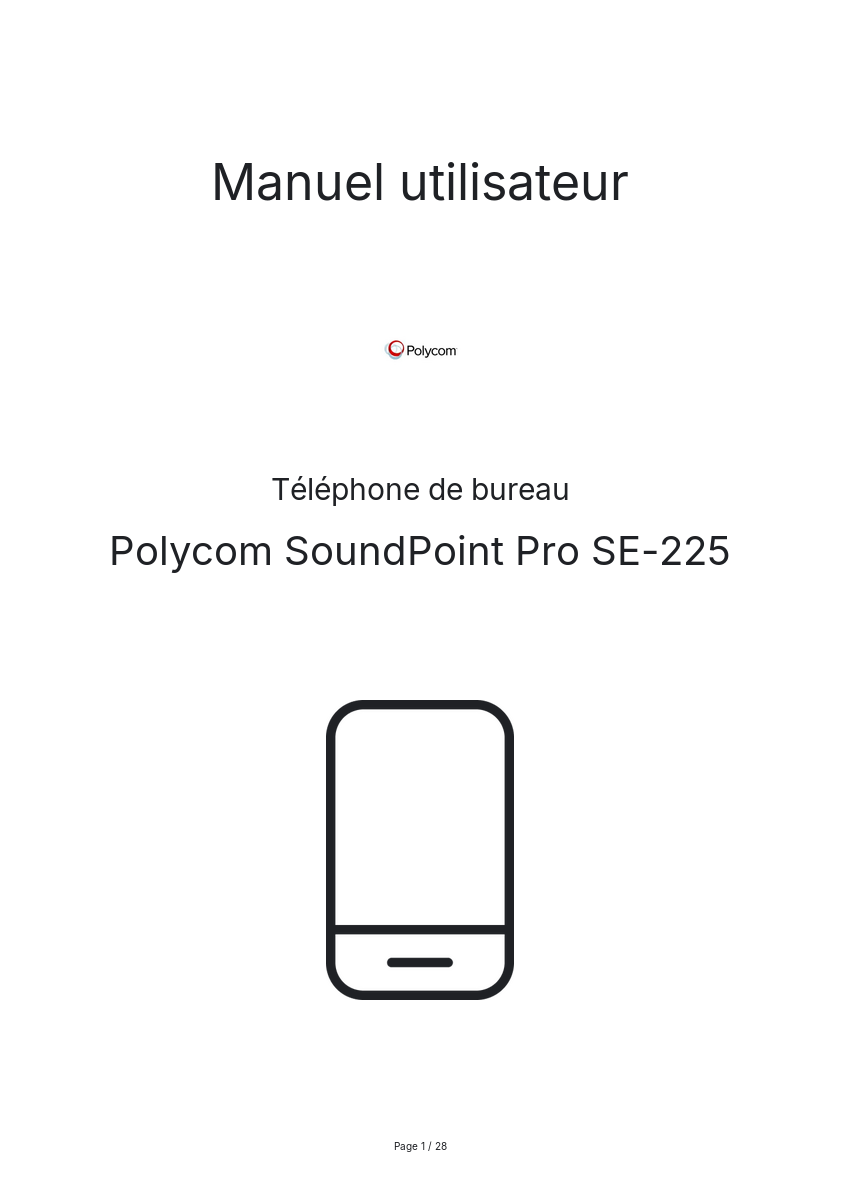 Image de la première page du manuel de l'appareil SoundPoint Pro SE-225