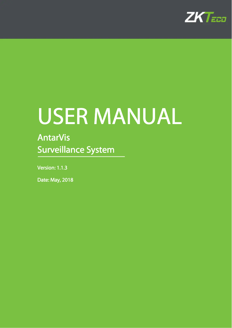 Image de la première page du manuel de l'appareil AntarVis 1.0