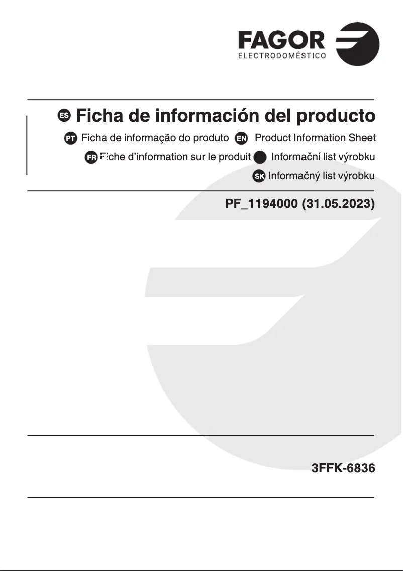 Page n°1 - Fiche technique Fagor 3FFK-6836