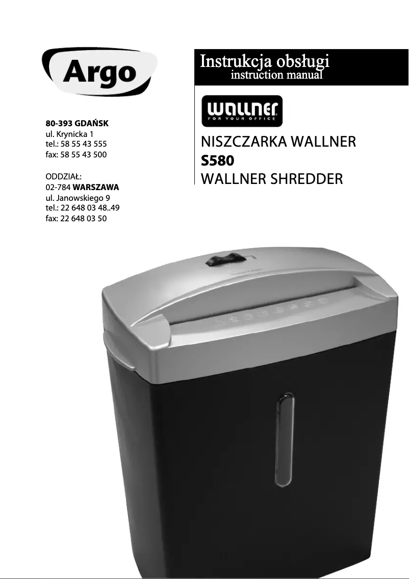 Page n°1 - Manuel utilisateur Wallner S580