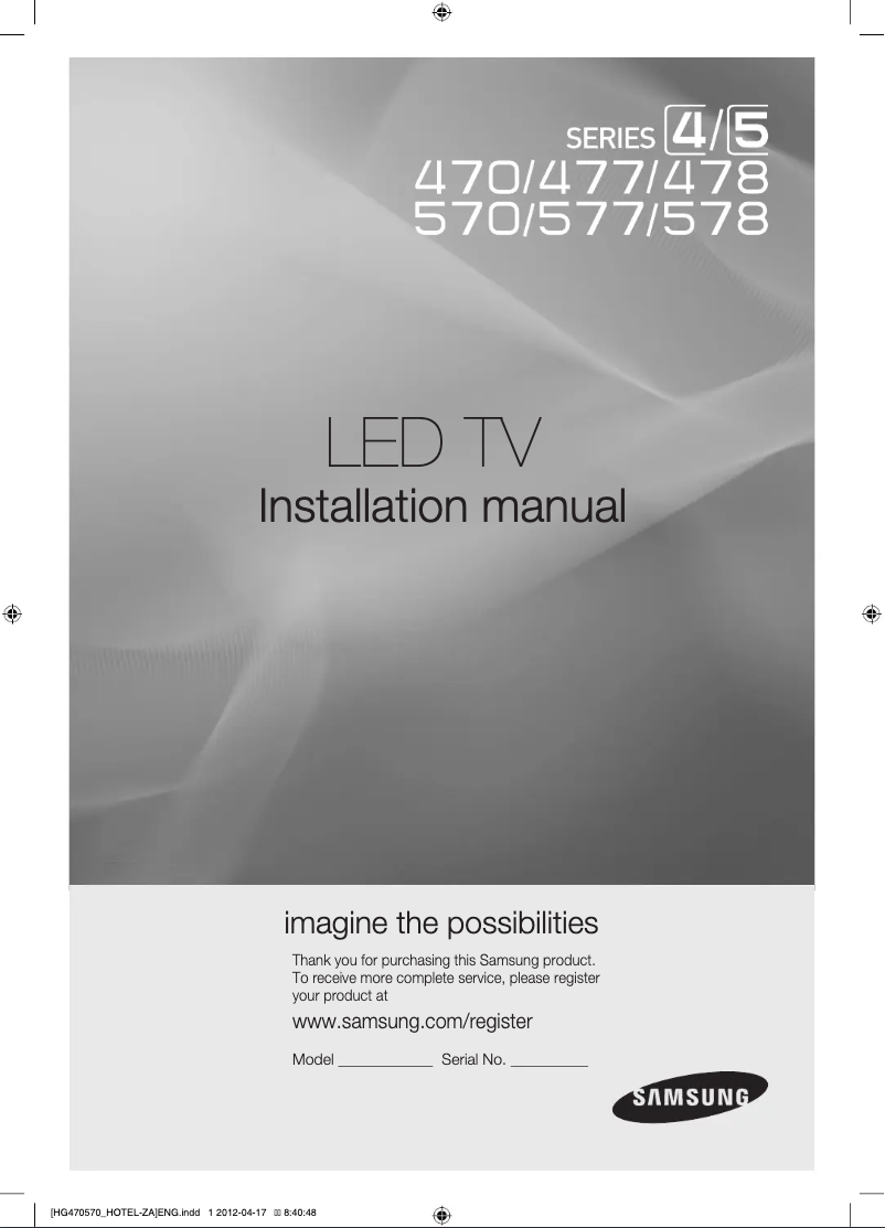 Page n°1 - Manuel utilisateur Samsung HG39NA578CF