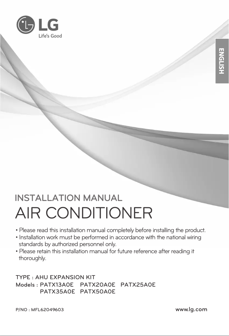 Page n°1 - Manuel utilisateur LG PATX20A0E