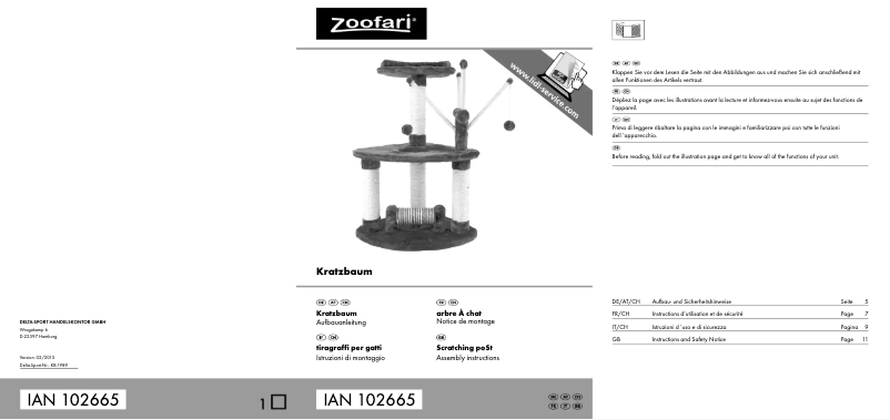 Page 1 de la notice Manuel utilisateur Zoofari IAN 102665