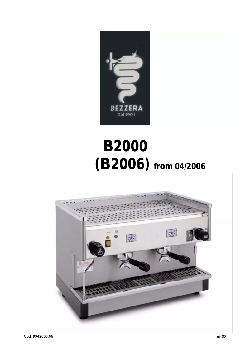 Page n°1 - Manuel utilisateur Bezzera B2006