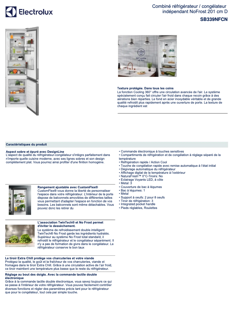 Page n°1 - Fiche technique Electrolux SB339NFCN