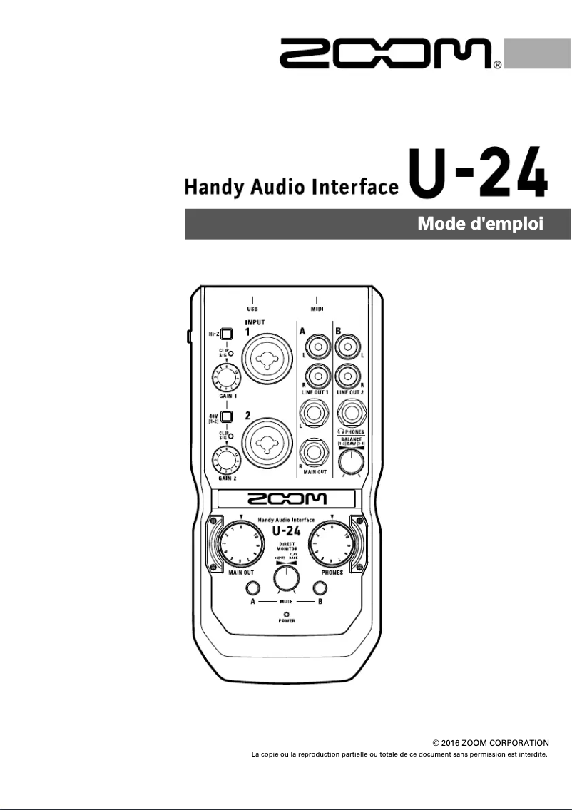 Image de la première page du manuel de l'appareil U-24