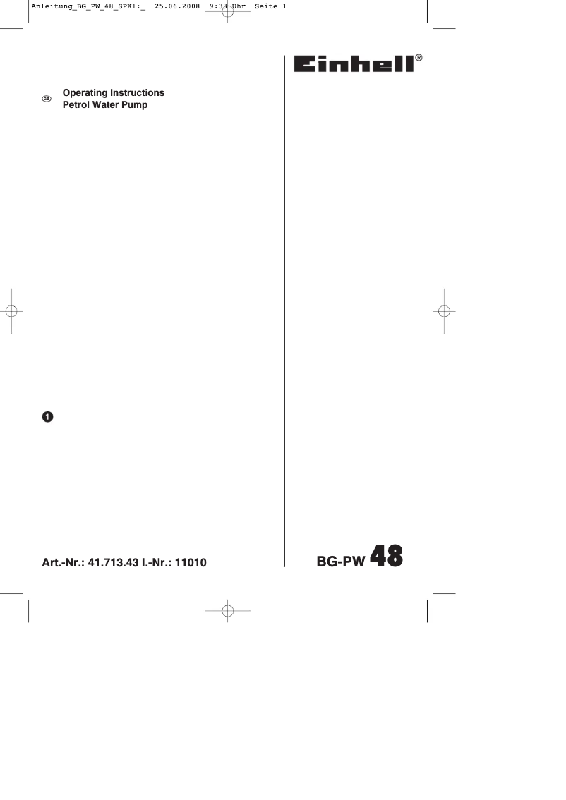 Page n°1 - Manuel utilisateur Einhell BG-PW 48