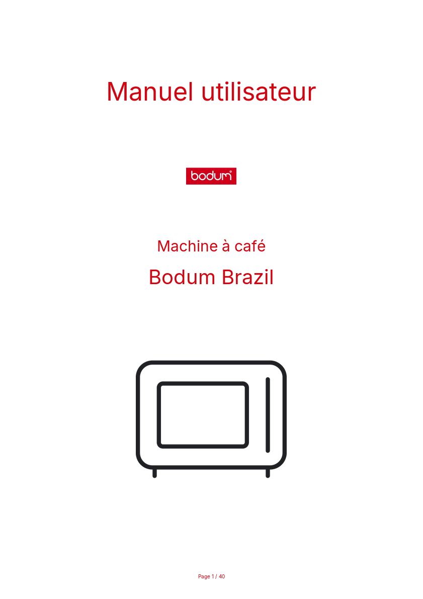 Page n°1 - Manuel utilisateur Bodum Brazil