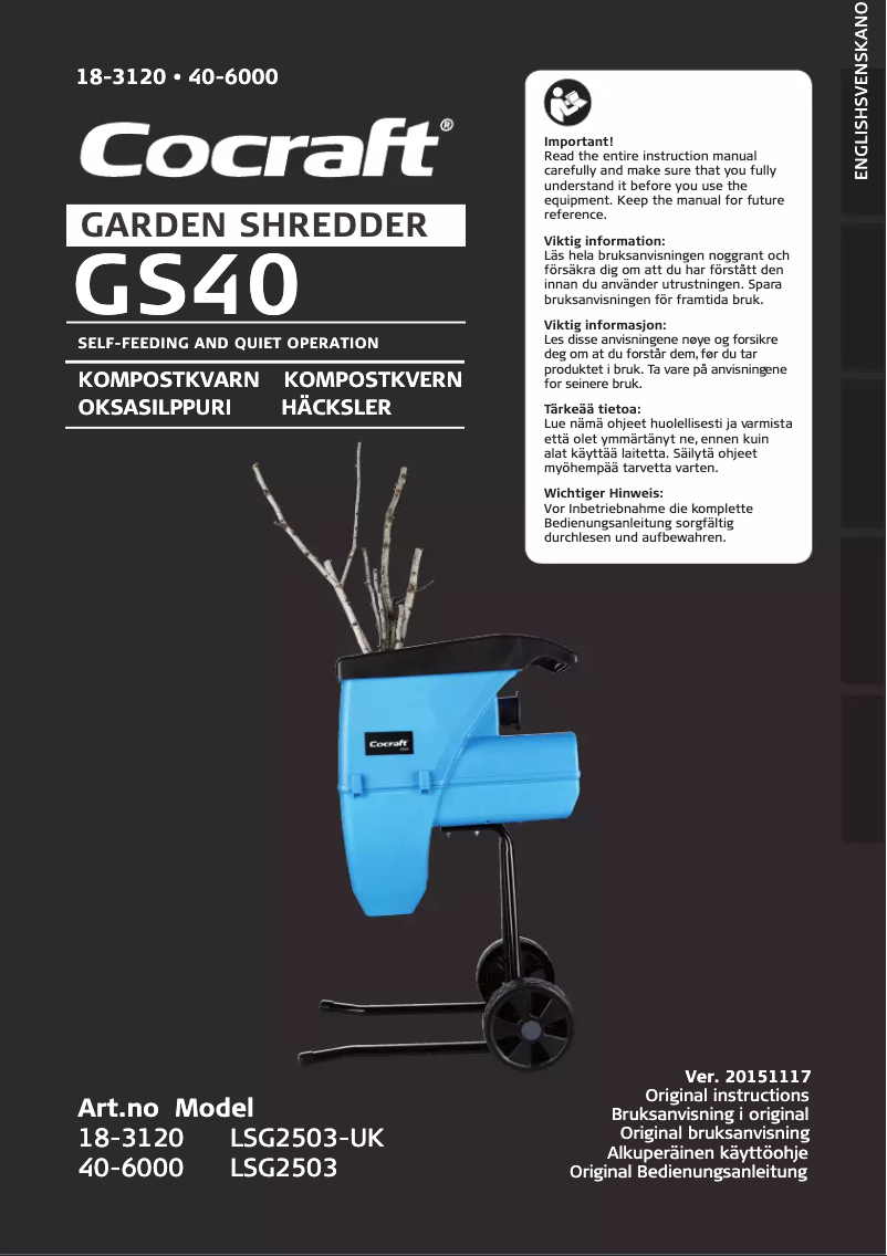 Page 1 de la notice Manuel utilisateur Cocraft GS40