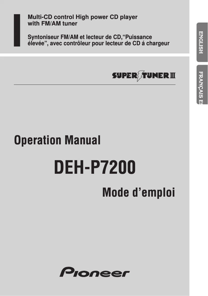 Page n°1 - Manuel utilisateur Pioneer DEH-P7200
