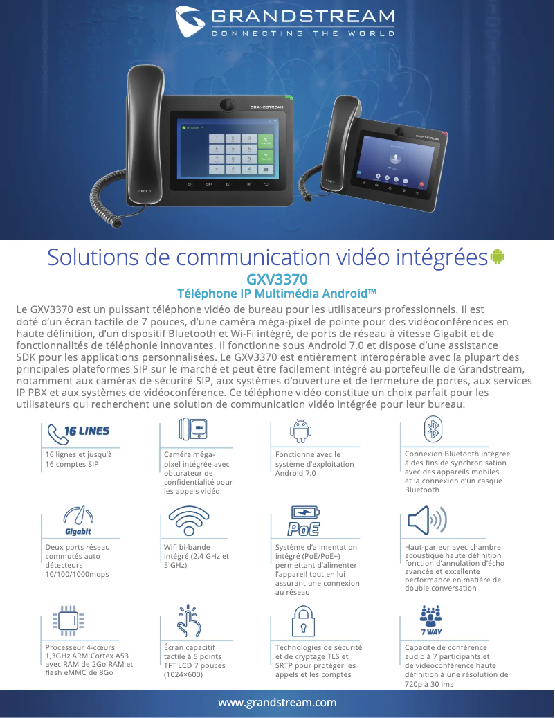 Page n°1 - Fiche technique Grandstream GXV3370