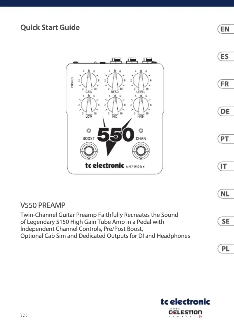 Page n°1 - Manuel utilisateur TC Electronic V550