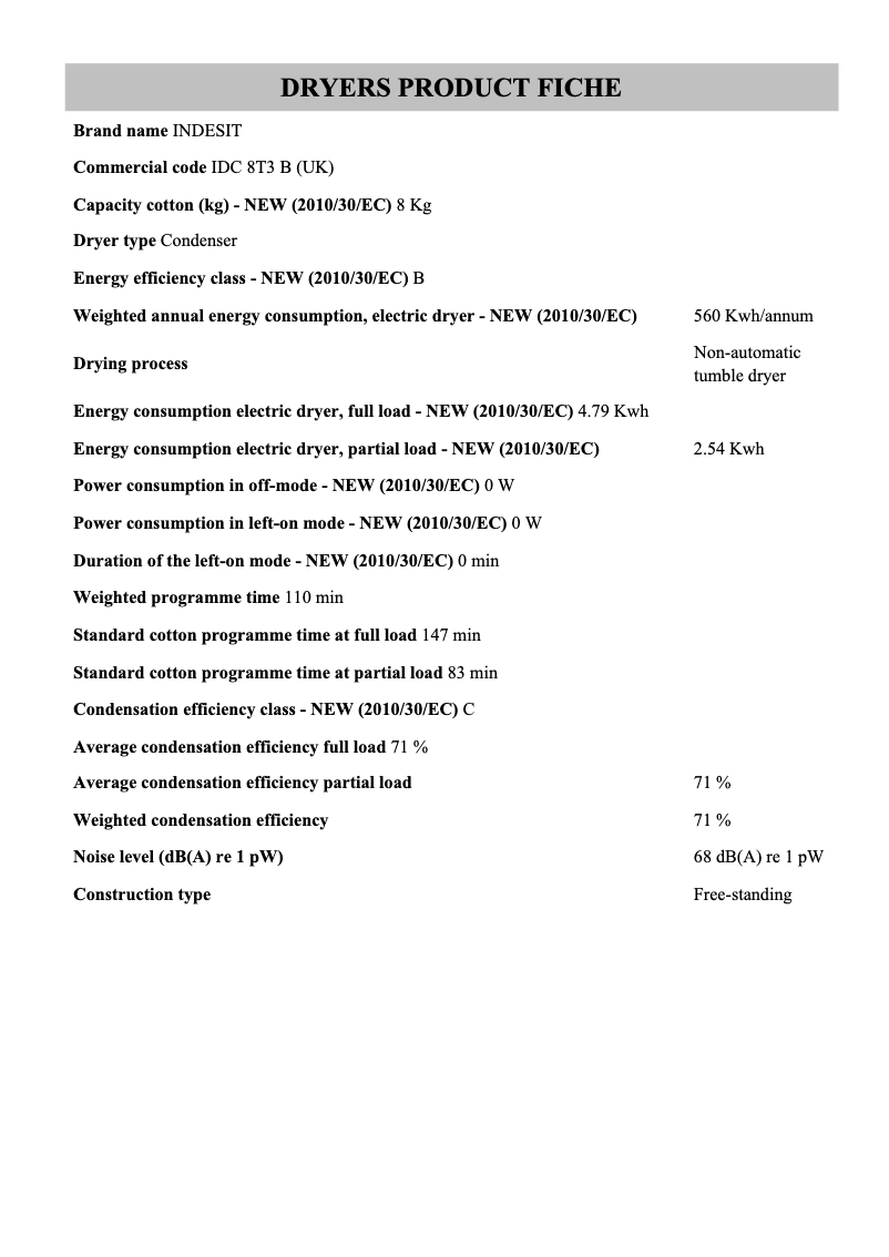 Image de la première page du manuel de l'appareil IDC 8T3 B (UK)