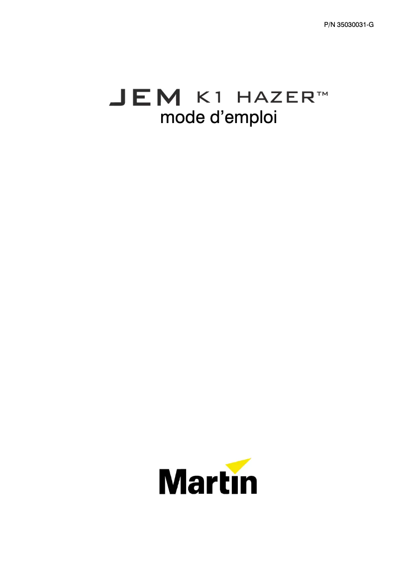 Page 1 de la notice Manuel utilisateur Martin JEM K1 Hazer