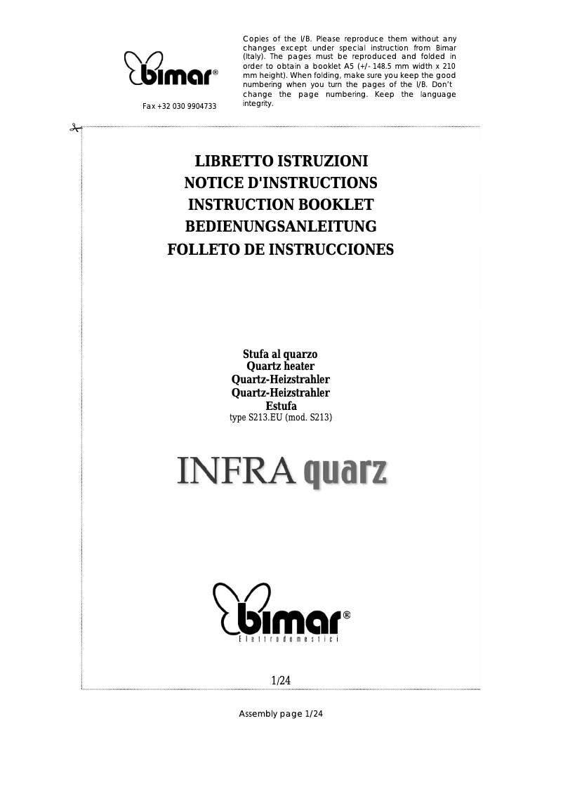 Página 1 del manual Manual de usuario Bimar S213.EU