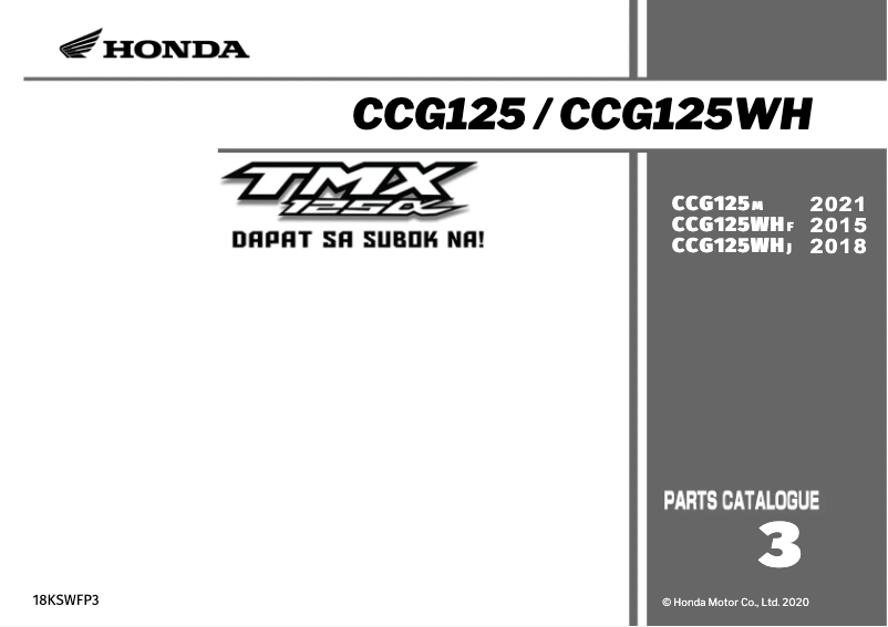 Page 1 de la notice Manuel utilisateur Honda TMX125α (2015)