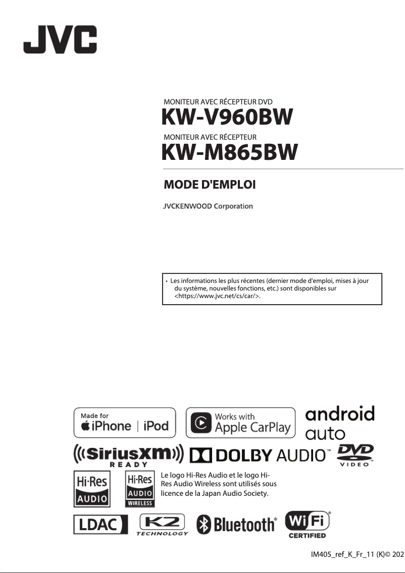 Image de la première page du manuel de l'appareil KW-V960BW